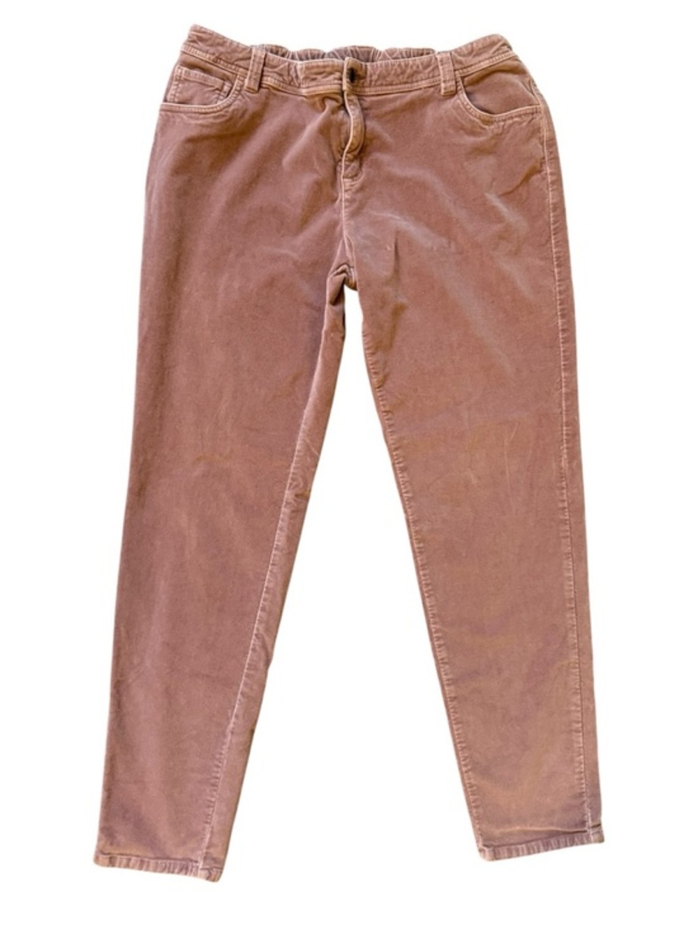 Garnet Hill Dusty Rose Velour Jeans Women's Size 18 Straight Leg Soft Stretch